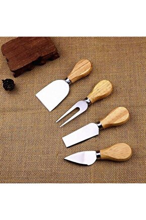 Bambu Saplı 4lü Çelik Peynir Bıçağı Seti