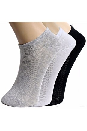 3lü Set Siyah Beyaz Gri Unisex Sneakers Çorap