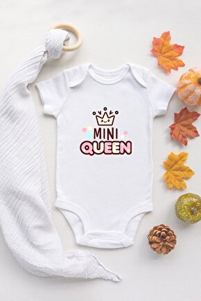 Özel Tasarım Mini Queen Bebek Body Beyaz Badi Zıbın