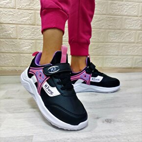 M.P one 232-3105 Siyah Pembe Cırtlı Fuspetli Kız Çocuk Spor Ayakkabı