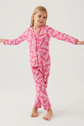 Barbie 1767-3 Kız Çocuk Gömlek Pijama Takımı