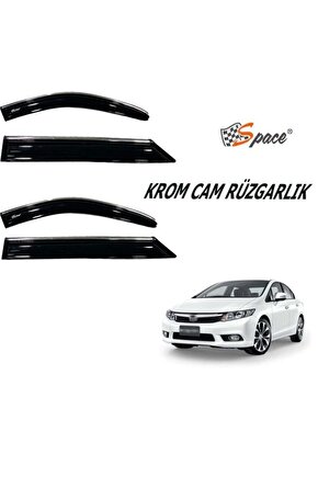 Honda Civic Krom Cam Rüzgarlığı 1.2mm 2012-2015 4lü  Caru429