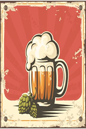 Köpüklü Bira Retro Ahşap Poster