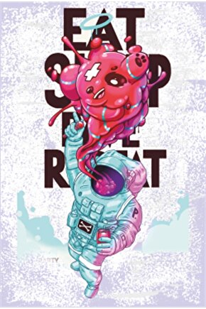 Çılgın Astronot Retro Ahşap Poster