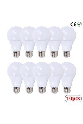 10 Adet 9 Watt E27 Duylu Led Ampul - Gün Işığı - 10lu Paket