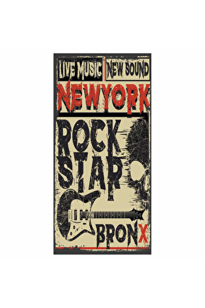 amerika newyork rock star gitar müzik ev dekorasyon tablo mini retro ahşap poster