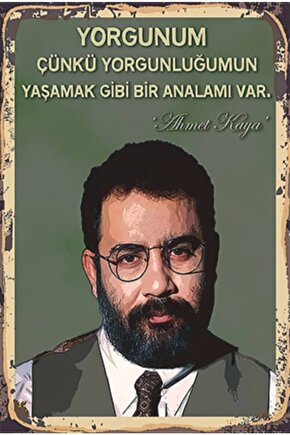 Ahmet Kaya Yorgunum Retro Ahşap Poster