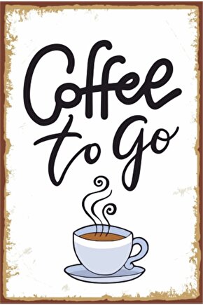 Coffee To Go Retro Ahşap Poster