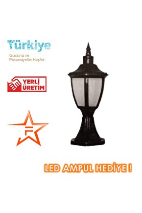 Set Üstü Siyah Altıgen Fener Aplik Bahçe Aydınlatma Armatürü