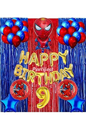 Spiderman Örümcek Adam Balon Set Balon Folyo Set Spiderman Konsept Doğum Günü Set 9 Yaş Balon