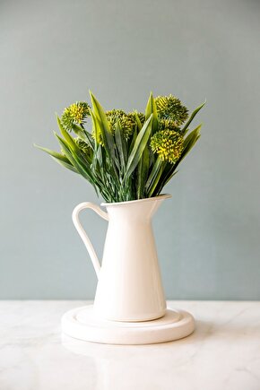 Metal Saksıda Sarı Allium Yapay Çiçek