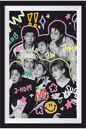 K-pop Bts Çerçeve Görünümlü Ahşap Poster-12