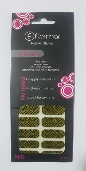 Tırnak Stickerı Metallic Nail Art M02