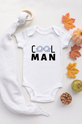 Özel Tasarım Cool Man Cool Baby Bebek Body Beyaz Badi Zıbın