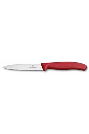 10cm Tırtıklı Soyma Bıçağı Kırmızı Bıçak 6.7731