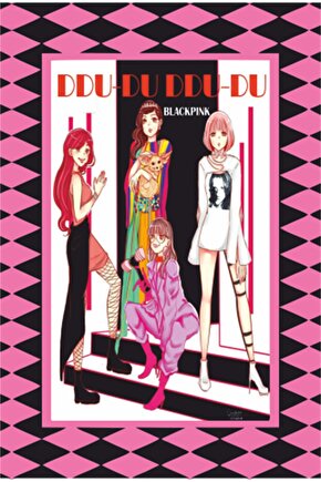 K-pop Black Pink Çerçeve Görünümlü Retro Ahşap Poster-6