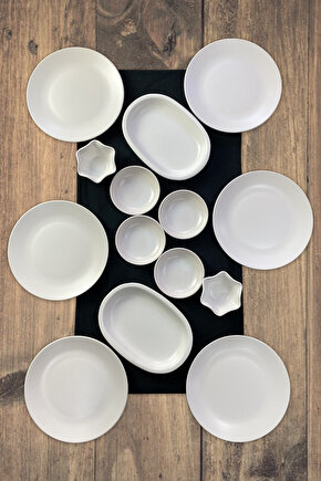  Keramika 14 Parça 6 Kişilik Beyaz Kahvaltı Takımı