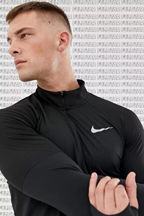 Dri Fit Element Top Half Zip Sweatshirt Erkek Uzun Kollu Yarım Fermuar Sporcu Üstü Siyah