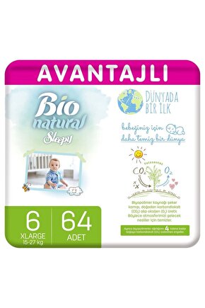 Bio Natural Avantajlı Bebek Bezi 6 Numara Xlarge 64 Adet