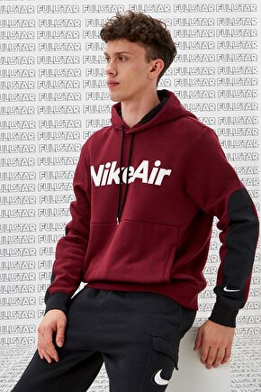 Air Sportswear Hoodie Burgundy Big Logo Kapüşonlu Bordo Erkek Sweatshirt