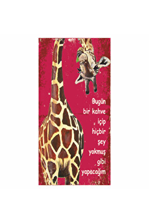 zürafa kahve sözleri ev dekorasyon tablo mini retro ahşap poster