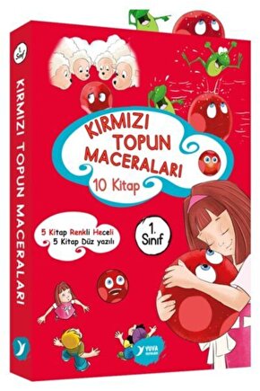 Yuva 1. Sınıf Kırmızı Topun Maceraları Renkli Heceli 10 Kitap (Düz Yazı)