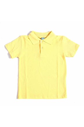 Sarı Kısa Kol Düz Yakalı 6-16 Yaş Çocuk Okul Tişört T-shirt - 80238-sarı