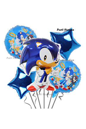 Tilki Sonic Boom Yıldız Balonlu Konsept Doğum Günü Parti Balon Set Sonic Balon Set