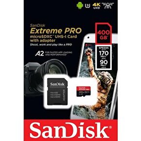 Sandisk Extreme Pro 400GB MicroSDXC UHS-I Hafıza Kartı 170MBs SDSQXCZ-400G-GN6MA