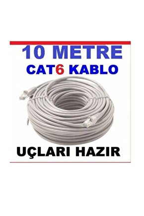 10 Metre Internet Kablosu Kalın Bakır Cat6 Network Kablo