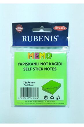 Rubenıs Yap.not Kağıdı 76*76 Fosf.yeşil