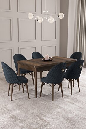 Arya Barok Desen 70x114 Mdf Açılabilir Yemek Masası Takımı 6 Adet Sandalye