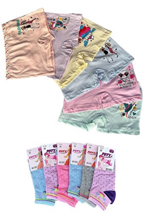 Kız Çocuk Boxer ve Patik Çorap Set 6lı