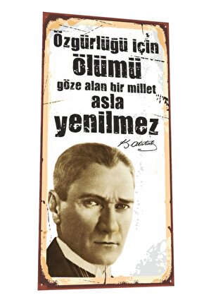 Mustafa Kemal Atatürk Sözleri Mini Retro Ahşap Poster-4