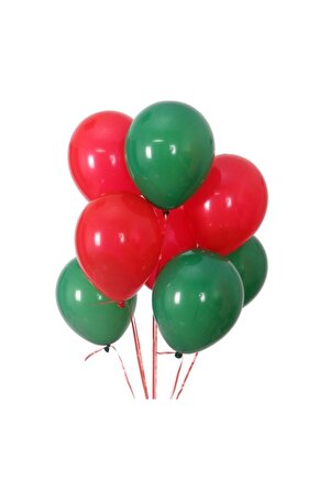 Yılbaşı Latex Balon Pastel Yeşil Kırmızı 10 Adet