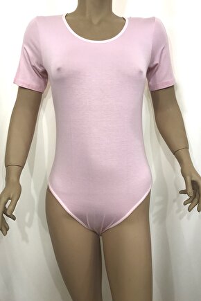 435-Diba Bayan Kısa Kol Çıtçıtlı Body-Pembe