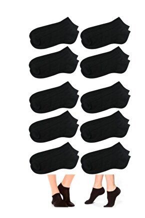 Unisex Siyah Patik Çorap 10lu