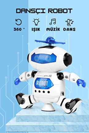 Oyuncak Müzikli ve Işıklı 360 Derece Hareket Edebilen Akıllı Dansçı Robot