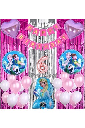 Frozen Elsa 6 Yaş Balon Seti Karlar Ülkesi Konsept Helyum Balon Set Frozen Elsa Doğum Günü Set