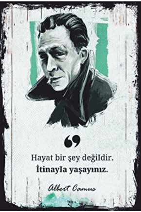 Albert Camus Sözleri Retro Ahşap Poster