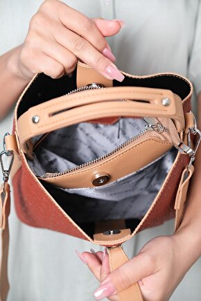 Just Polo Bordo Kadın Kilit Detaylı El Omuz Çantası Ve Cüzdan Kombini Hs1002 