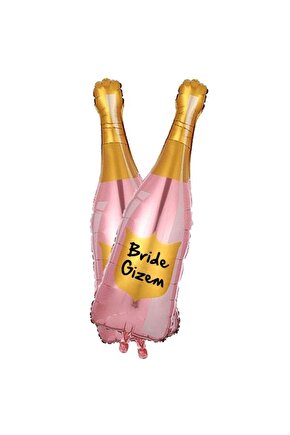 Özel İsim Yazılabilir Pembe Folyo Balon Bride To Be Şampanya Folyo Balon 107x40