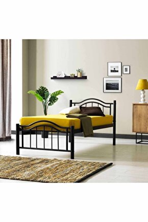 Tek Kişilik Ferforje Siyah Metal Karyola 90x200