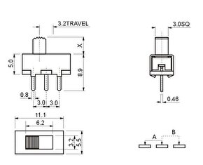 IC-205 Slide Switch ON-OFF 3P PCB