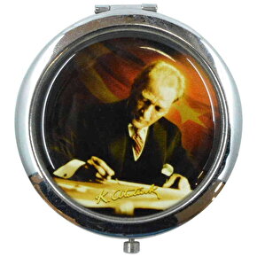 Atatürk Temalı Myros Metal Yuvarlak Ayna 70x11 mm 01 Nolu Tasarım