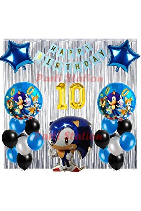 Tilki Sonic Boom Konsept 10 Yaş Balon Set Sonic Boom Tema Doğum Günü Arka Fon Süsleme Balon Set