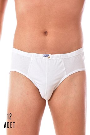 Erkek Beyaz 12 Adet Seher Penye Slip  0005