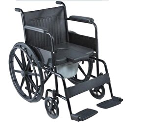 Klasik Tekerlekli Sandalye Siyah Hasta Tuvaleti