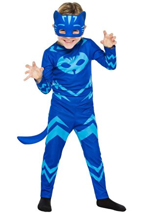 Çocuk Mavi Pijamaskeliler Kedi Kostüm 7-9 Yaş