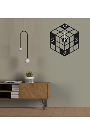 Rubik Küp Tasarım Ahşap Duvar Saati - 40x40 Cm